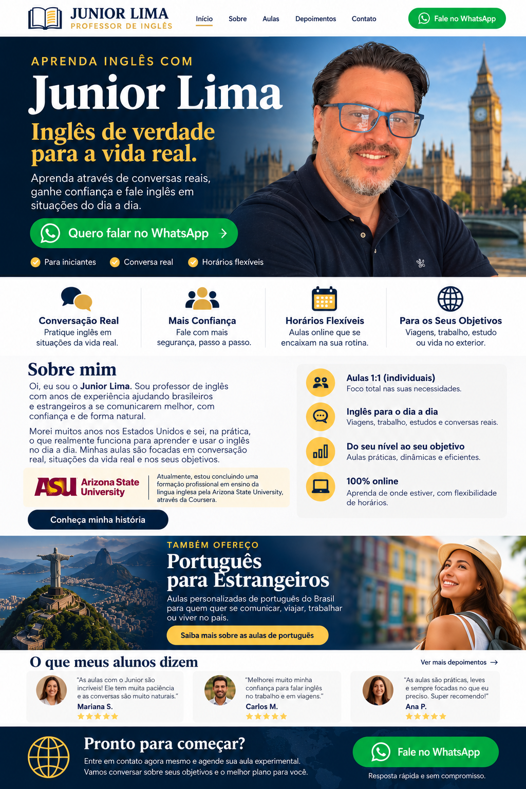 Junior Lima English Teacher landing page